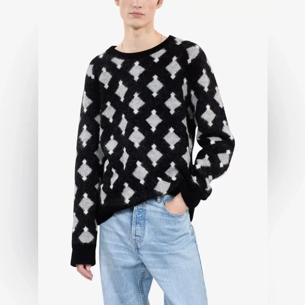 The Kooples Alpaca Blend Lux Diamond Pattern Sweater Size XXL‎ NWT Oversized